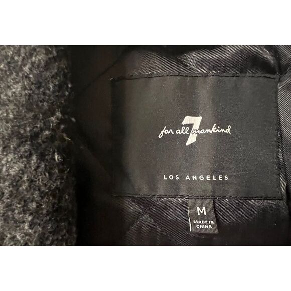 Seven For All Mankind Men's Wool Blend Black & Gray Plaid Trucker Jacket Medium - Picture 3 of 9